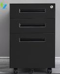 Small Black Office Mobile Pedestal Cabinet 3 Drawer Steel Secure Filing Metal