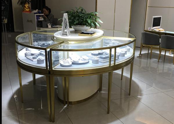 Shop Middle Island Round Jewelry Display Fixtures Custom Golden SS Jewellry