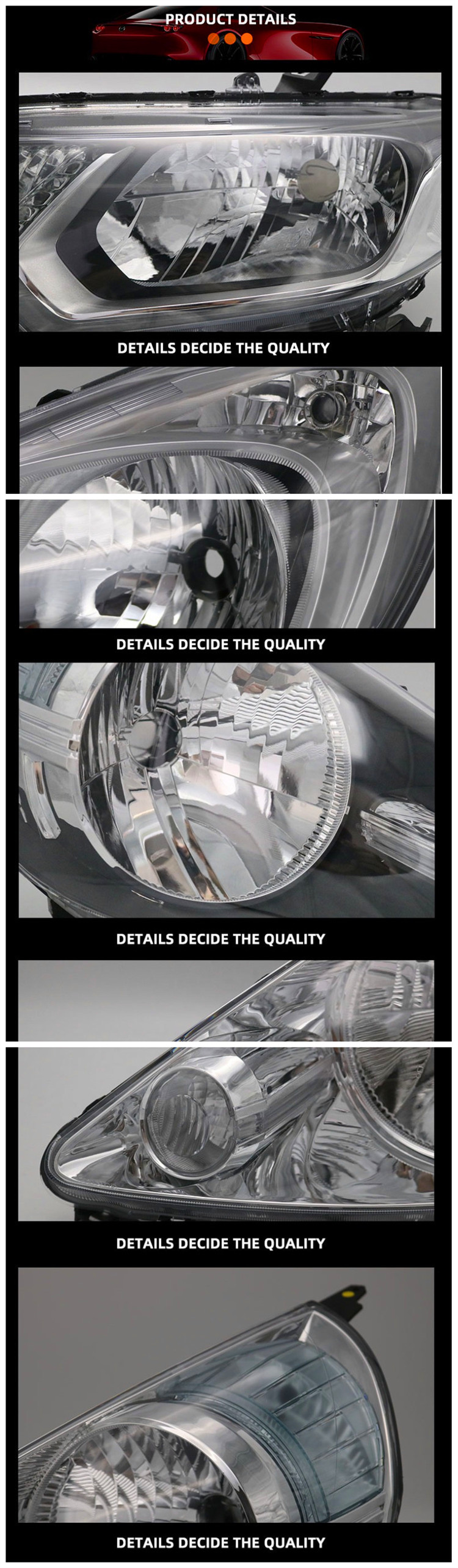 Auto Lighting System Headlights for Honda City Accessories 2006 Manual OEM Standard Size