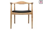 Over - Size Armrest Wood Restaurant Chairs With Leather Cushion / Wood Frame