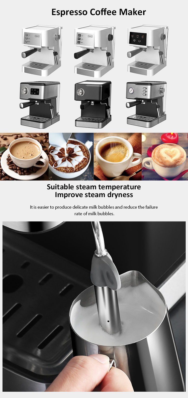 1.5l Water Tank Automatically Espresso Coffee Machine With Milk Froth