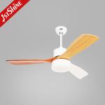 Copper Motor Bedroom Ceiling Fan Light 48 Inch 3 Solid Wood Blades