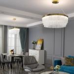Luxury Gold Chandelier For Living Dining Room Led Glass Lighting mid century