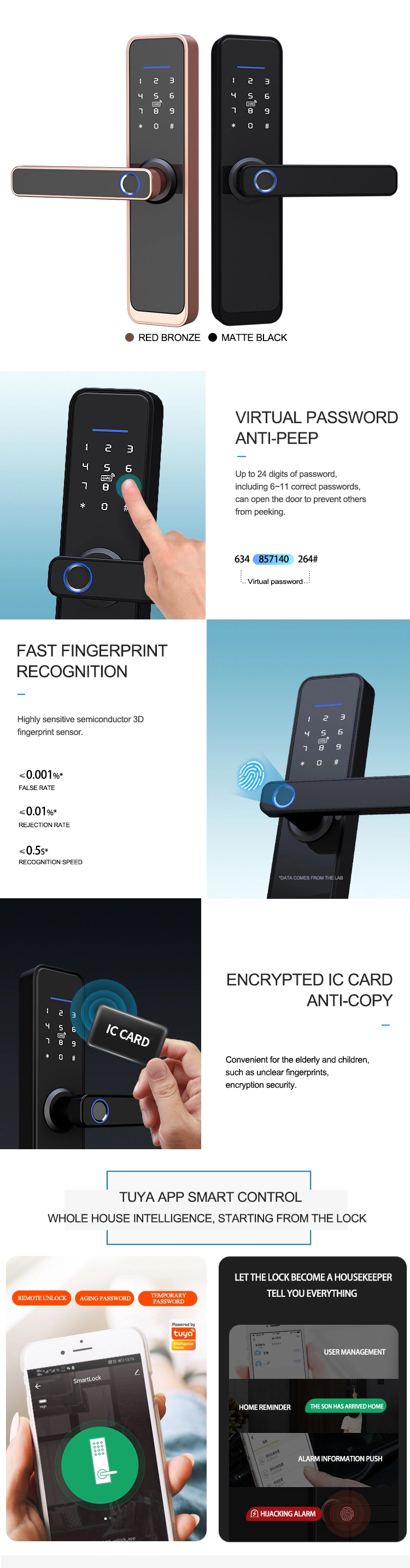 Intelligent Push Pull Door Lock Tuya WiFi Smart Keyless Entry Door Lock