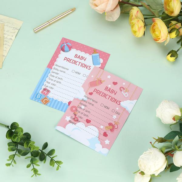 5x7 Inches Double-Sided Pink Gender Reveal Baby Shower Prediction And Advice Game Cards