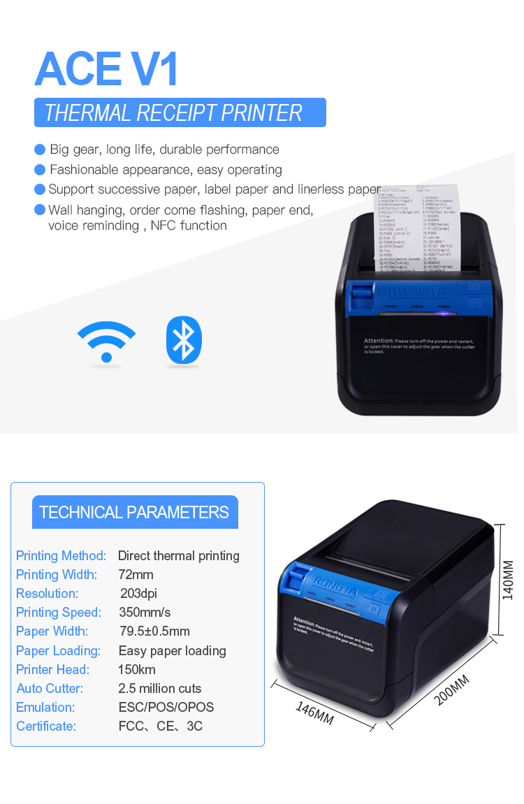 ACE V1 Wireless 80mm Thermal Printer for Retail Thermal Receipt Printer