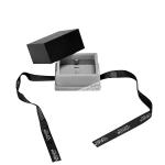 Black Jewelry Packaging Boxes With Black Ribbon And Velvet Insert