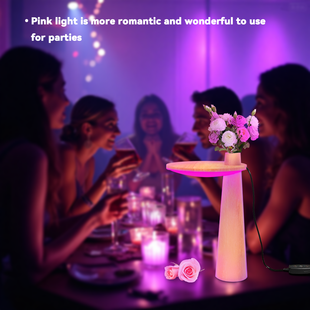 High Quality Mult-color Oak/Bamboo Handmade Modern Desk Lamp Supports Four Lighting Mode for Valentine's Day