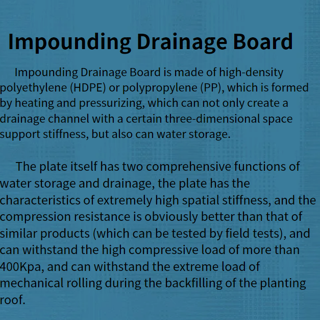 Protect Turf Product Feature Ecofriendly HDPE Impounding Drainage Cell Mat Board