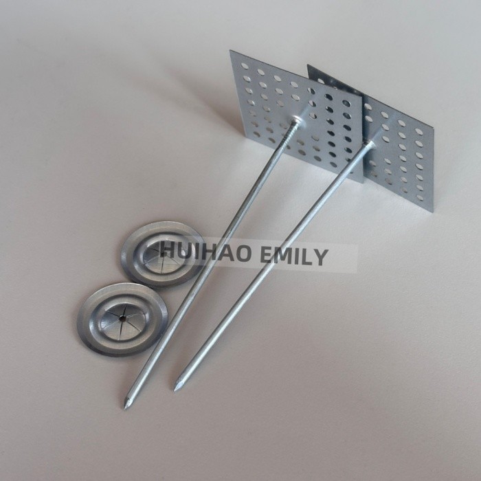 50mmx50mm Perforated Base Insulation Hanger Pins With Self Locking Washer