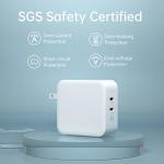 65W GaN USB C PD Chargers PD 3.0 QC3.0 2 Port Portable Charger Adapter
