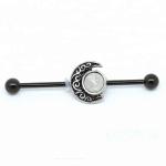 Gold plated piercing clear gems industrial barbell surgical steel