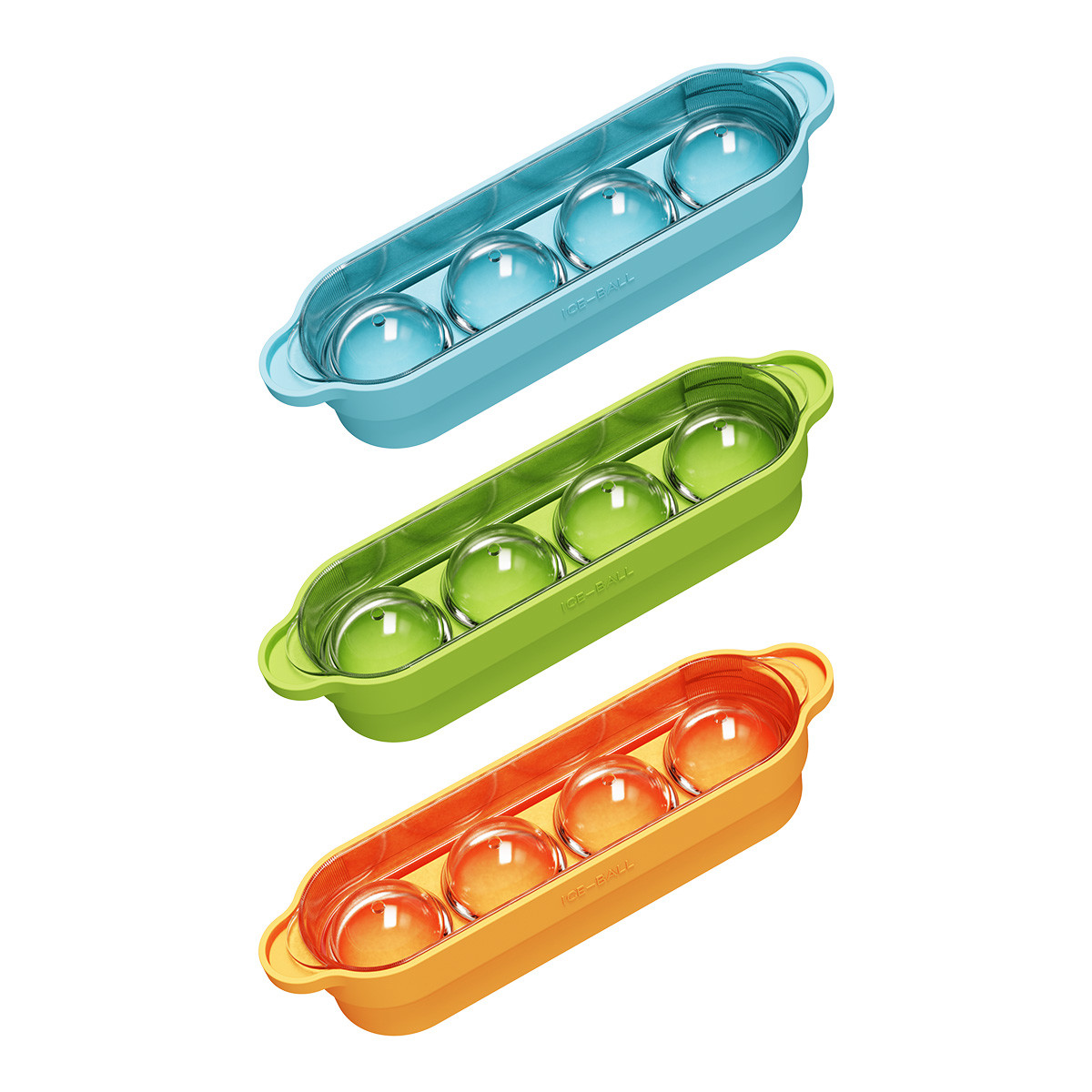4 Grid Creative Plastic Silicone Ice Cube Moulds Reusable Round Ice Ball Tray