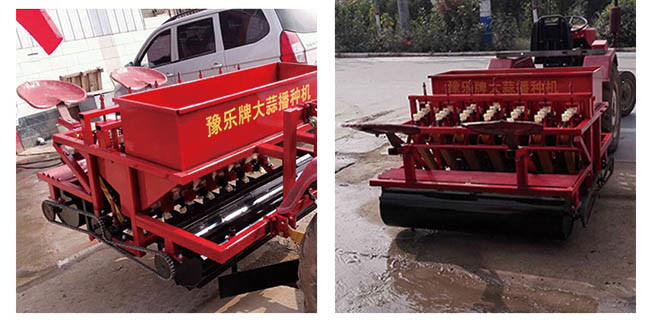 Red Automatic Garlic Planter , Garlic Planting Equipment 7 Or 5 Rows