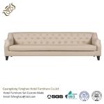 Button Tufted Leather Hotel Room Sofa Wooden Frame / PU Half Leather Sofa Four