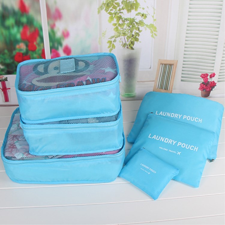 Polyester Folding Toiletry Travel Organizer Bag Set 6Pcs