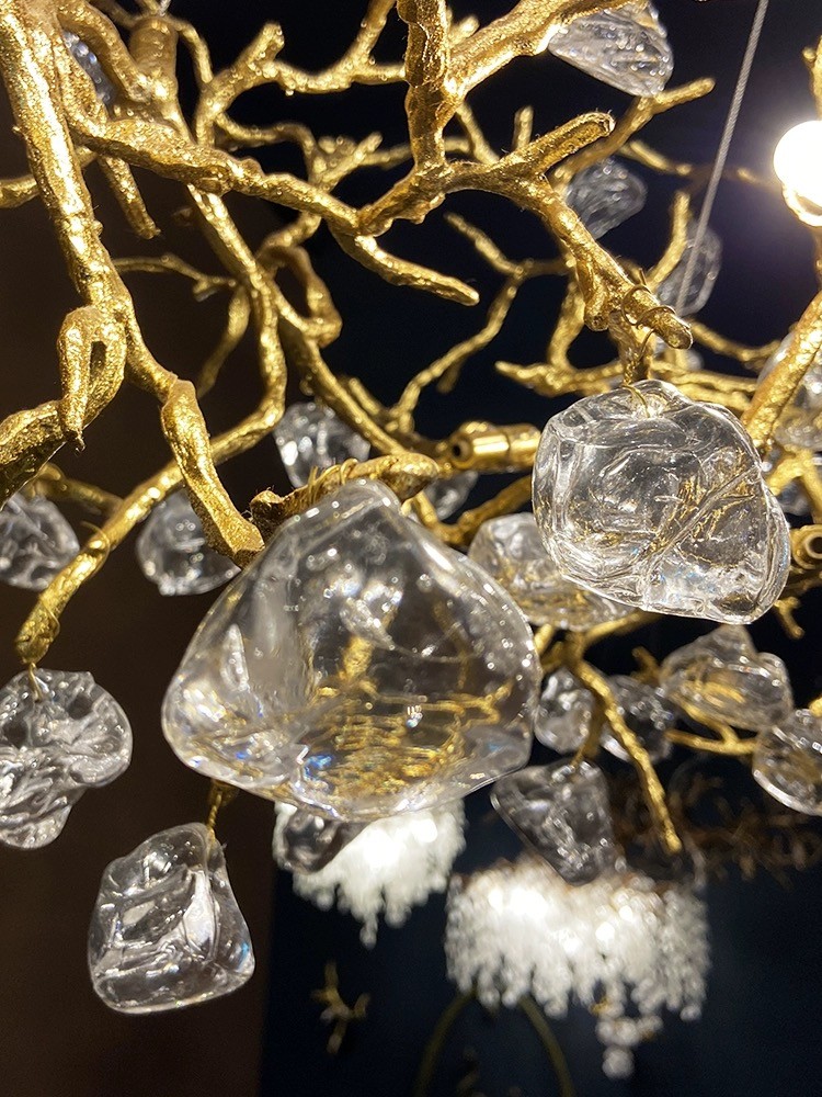 Customized All Copper Creative Glass Stone Pendant Chandelier To Create Light Luxury Style