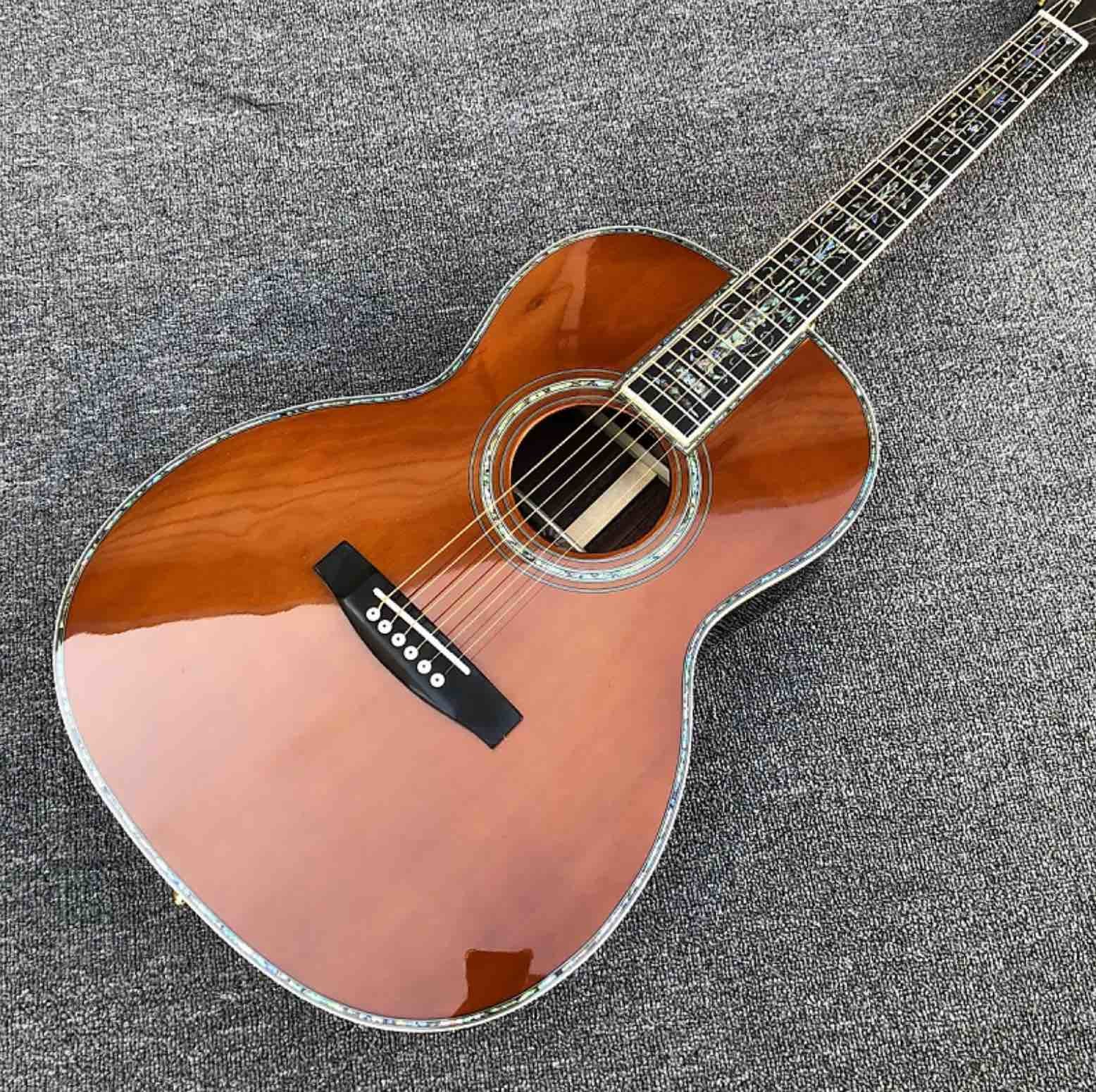 000 style Abalone inlays Ebony fingerboard classic ooo 39" Acoustic Guitar solid spruce top Free shippin