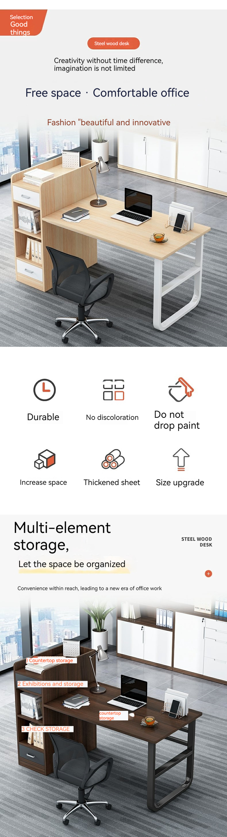 2 Seater Office Furniture Staff Table Modular Workstation with Drawer in Modern Style