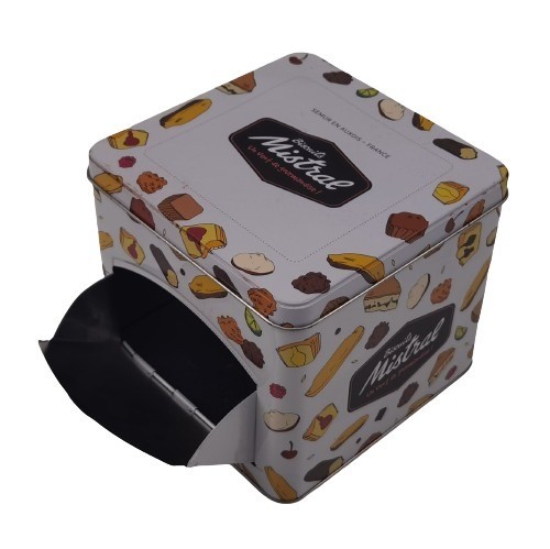 Bulk Square Antique Chocolate Tin Box Collectible Chocolate Metal Tin Can With Dispenser