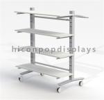 4 Caster Clothing Store Fixtures Double Sided Wood Shelves Slatwall Clothing
