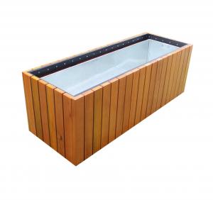China Floor Boughpot Type Large Wooden Planters With Sandblasting Zinc Spraying Finish on sale