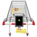 5000MA Battery 7inch Touch Screen Movable Checker on Shopping Trolley for