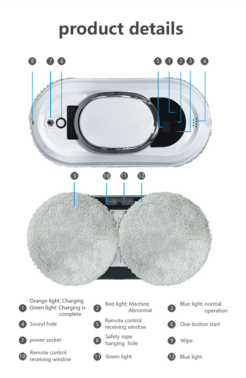 Remote Control app Controlled Intelligent Window Cleaner Robot with Private Mold