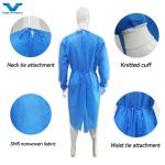 Class III Disposable Isolation Gowns 45gsm SMS Blue Waterproof for Medical