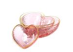 Handmade Heart Shaped Glass Bowls Lead Free Salad Bowl Set With Gold Rim