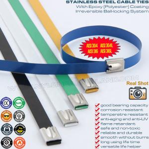 Wholesale Ball-lock Polyester Coated Steel Cable Ties, 304, 316 Plastic Coated Stainless Self-locking Zip Ties Metallic Tie Straps from china suppliers