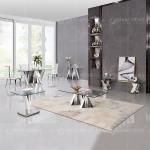 Clear 12mm Stainless Steel TV Stand Tempered Glass Top Living Room Furniture