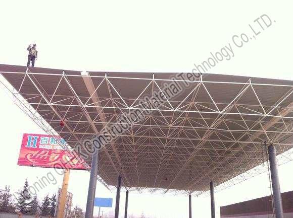 Gas Station Light Steel Roof Trusses with Steel Space Frame Canopy