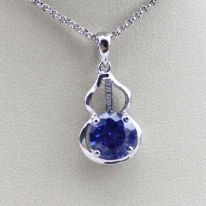 Wholesale Fashion Silver Jewelry 7mm Blue Cubic Zircon Stones Pendant(PSJ0415) from china suppliers