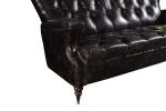 Durable Linen Black Leather 3 Seater Sofa , Three Seater Leather Couch Wooden