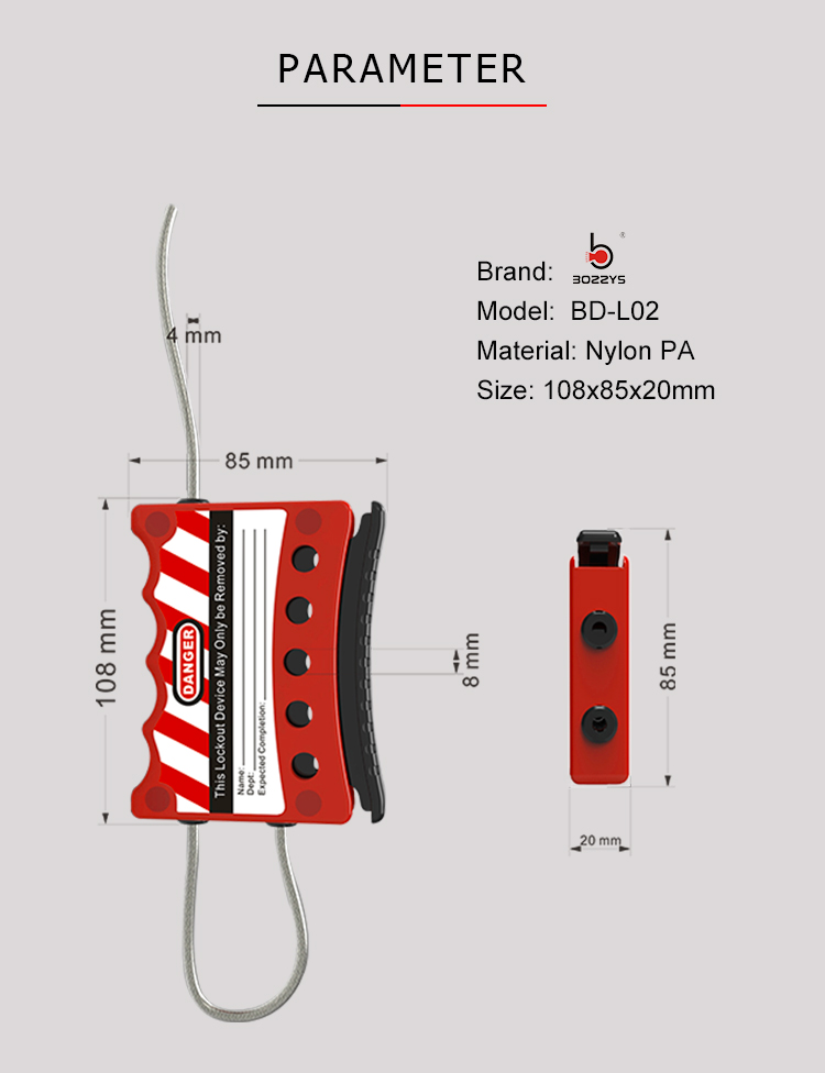 Small Adjustable Cable Lock Red Color For Joint Venture Automobile Factory
