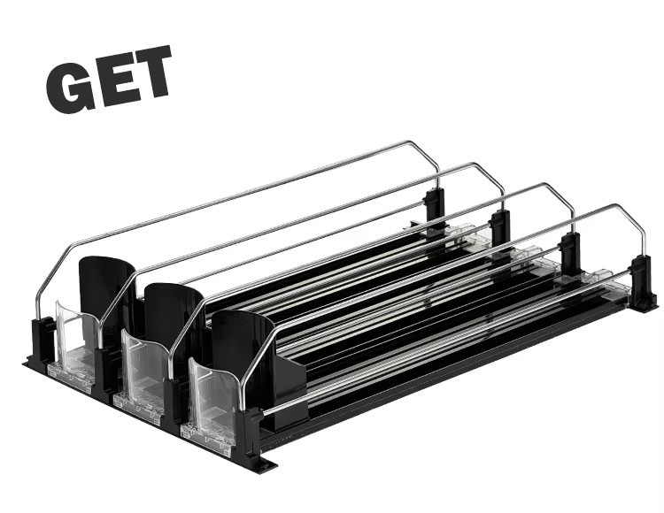 Soda Can Dispenser For Refrigerator , Roller Version Self-Sliding Drink Organizer For Fridge And Adjustable Width