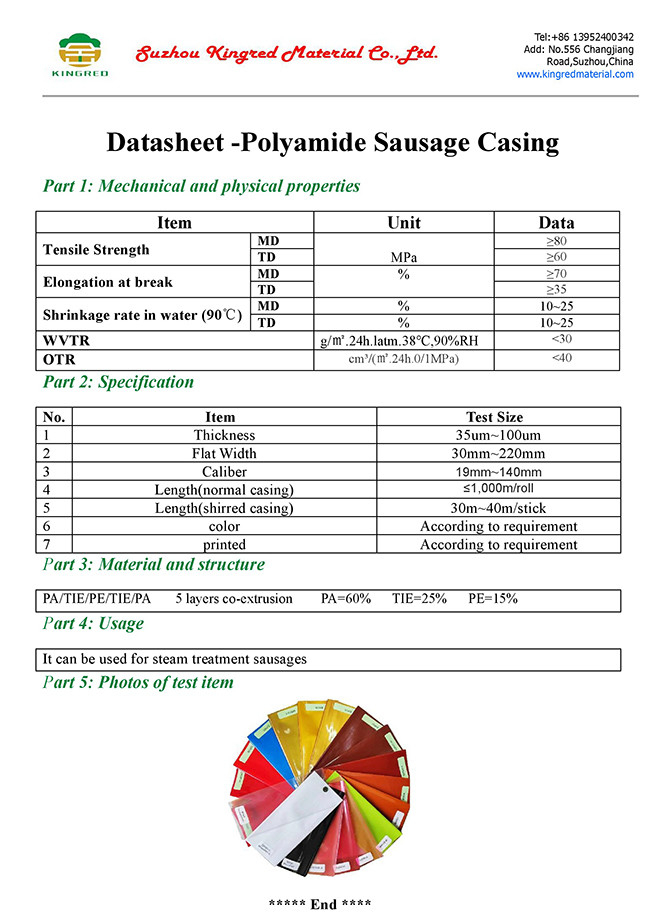 Logo Customized Printing Wholesale Food Grade Plastic Sausage Casings