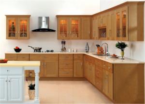 Wholesale Marble stone Countertop Solid Wood Kitchen Furniture , White Closeout Kitchen Cabinets from china suppliers