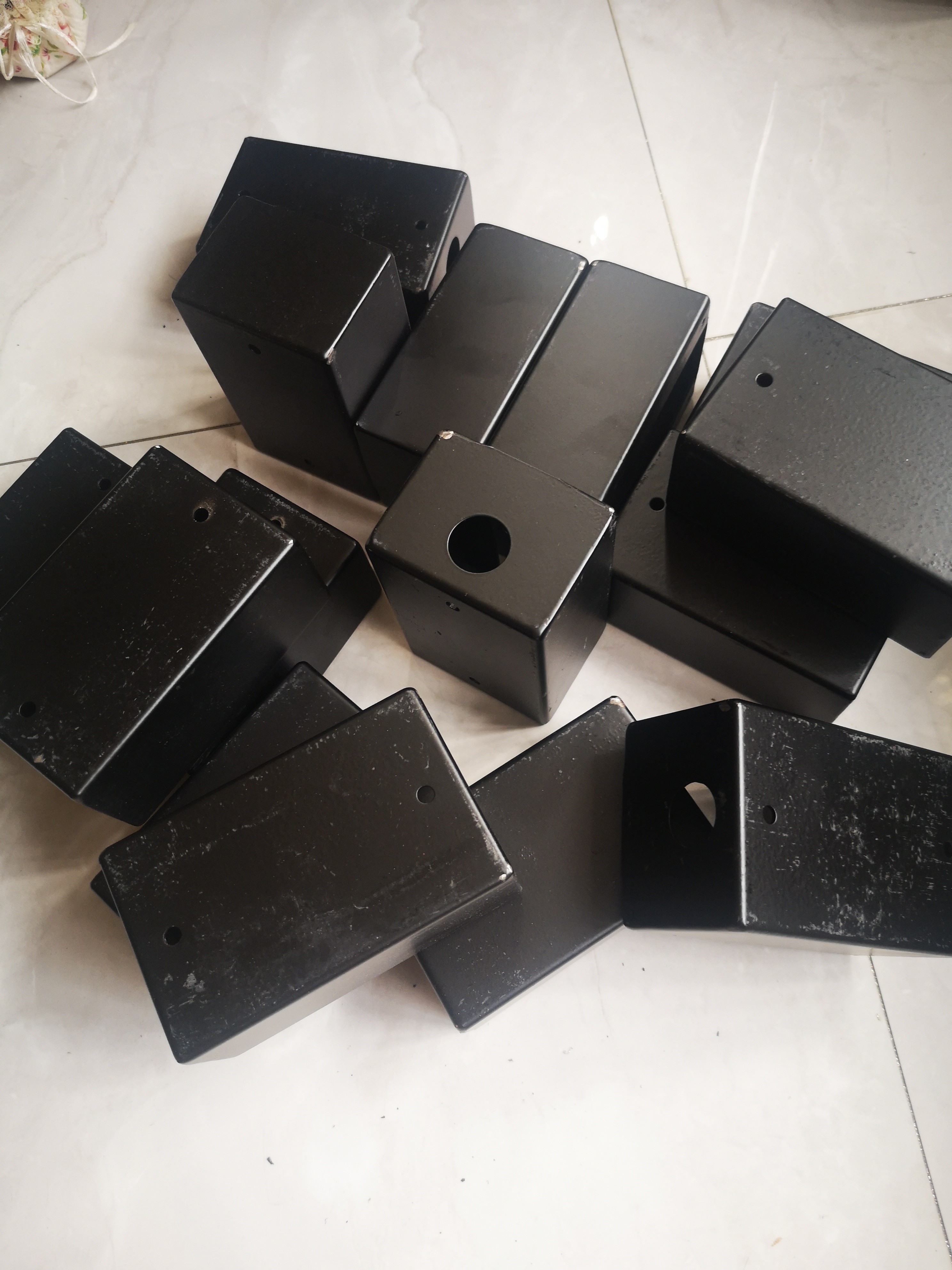 Precision Black Powder-Coated Sheet Metal Housing | Custom Steel Electrical Enclosure Box | Fabricated Metal Casing with Mounting Holes for Industrial