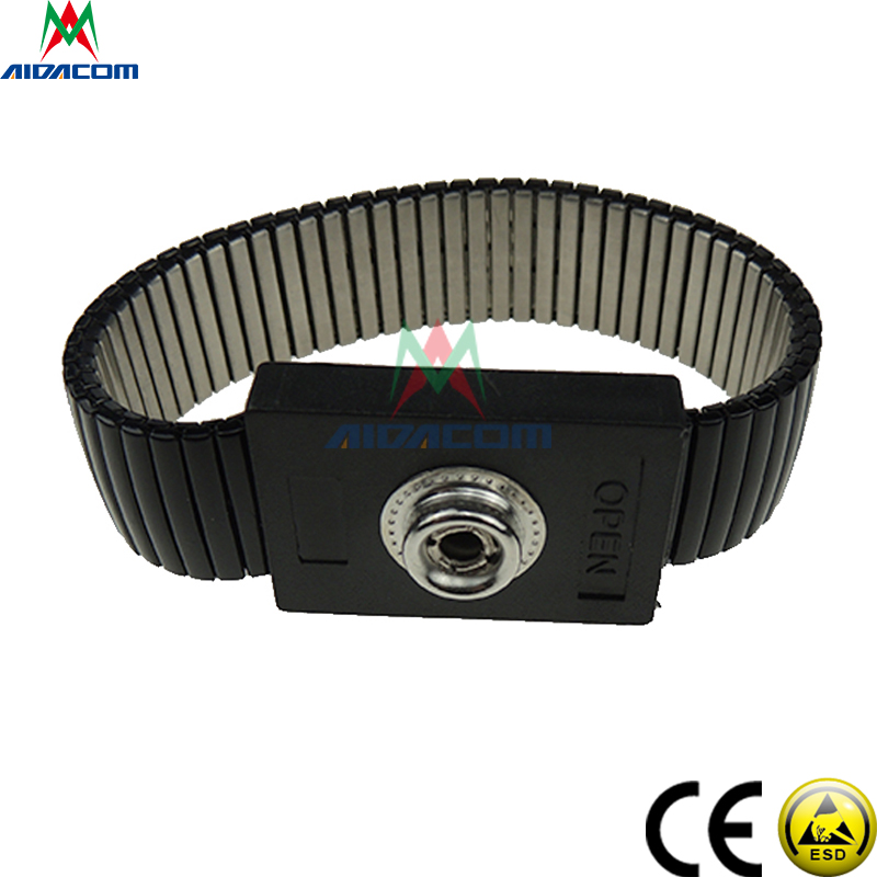 Stainless Steel Back Plant 1.8m PU Anti Static ESD Bracelet