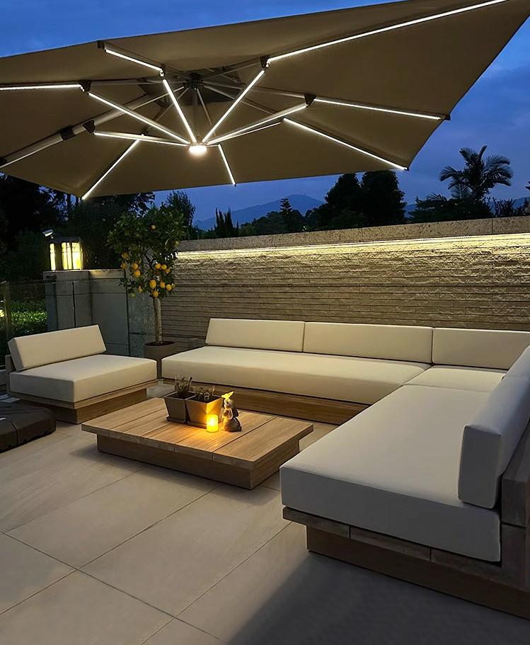 Solid Teak Wood Garden Sofa Set Outdoor Modular Lounge With High Rebound Sponge Cushion