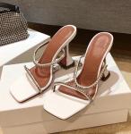 Glitter PU 10cm Women High Heeled Shoes Martini Shaped Heels With Rhinestones
