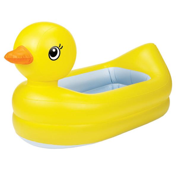 New arrival cute yellow animal duck design pvc inflatable swim bathtub for baby