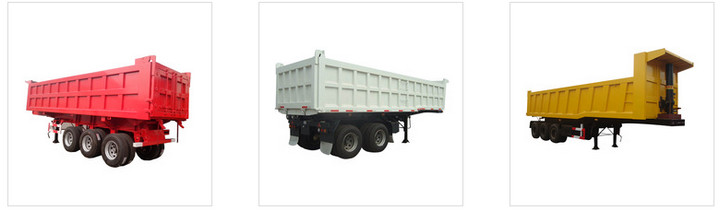 Tri Axle Tipper Semi Trailer 30-40 Ton U Shape For Transport Stones / Rocks