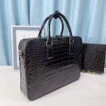 Authentic Crocodile Belly Skin Men's Classic Working Briefcase Genuine Alligator