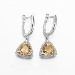Yellow 925 Sterling Silver Gemstone Earrings 2.6g Silver Citrine Drop Earrings