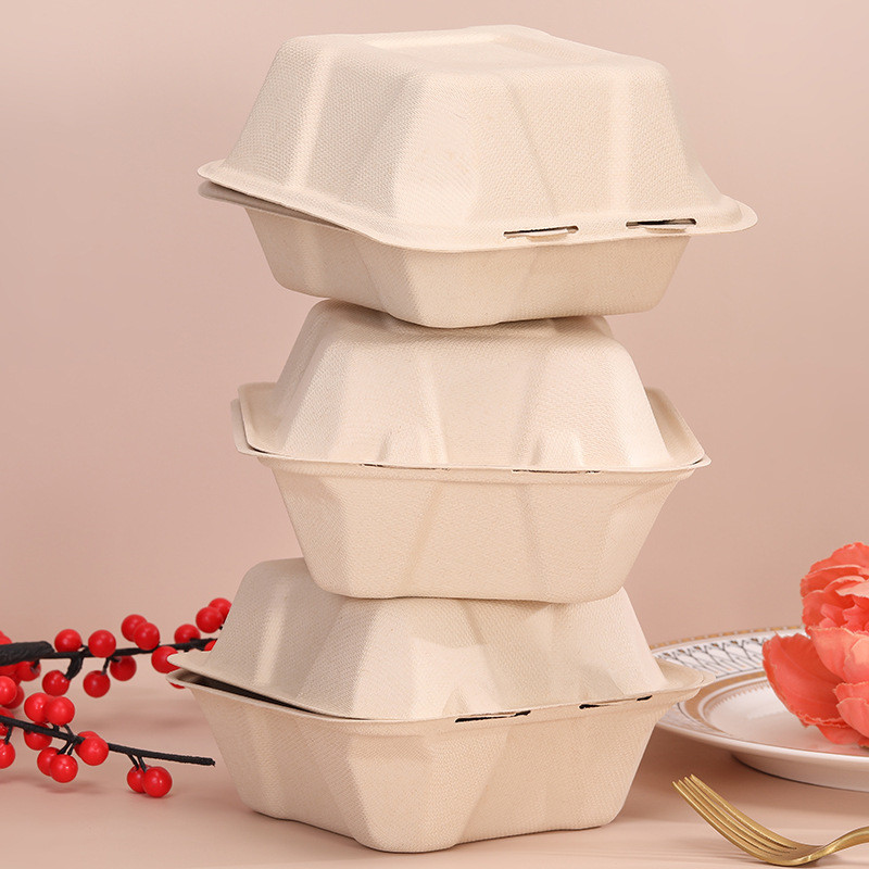 Biodegradable Greaseproof Take Out Container For Cake Hamburger