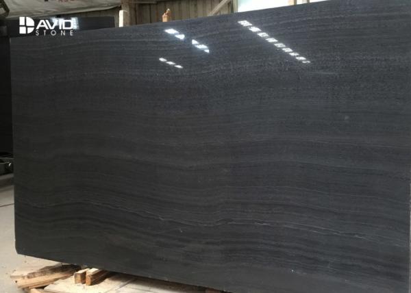 Quality Guizhou quarry high glossy black wood marble 18 mm revers cut and Sandblasting for sale