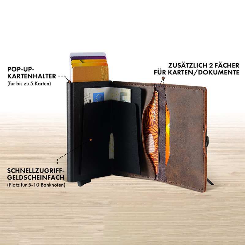 10cm*6.6CM*1.5CM Mens Wallet Carbon Fiber RFID Blocking Bifold with ID Window OEM/ODM